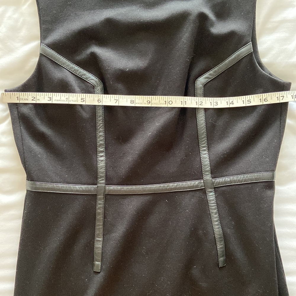 Trina Turk Katharine Black Faux Leather Piping Ponte Knit Sheath Dress - Picture 11 of 13